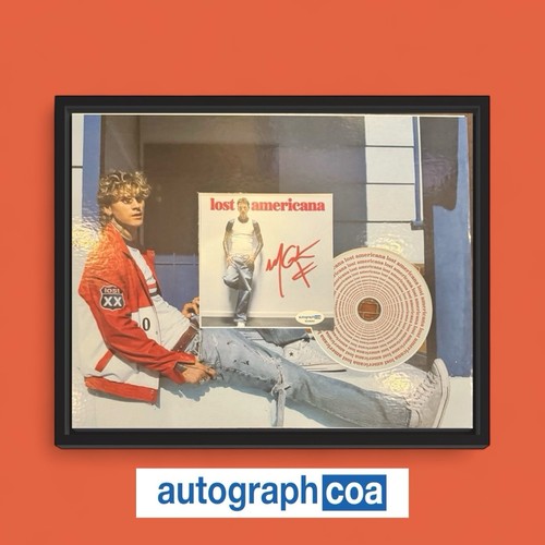 MGK SIGNED LOST AMERICANA CD INSERT FRAMED 14x11 FRAMED ACOA MACHINE GUN KELLY