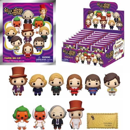 Willy Wonka and the Chocolate Factory 3D Foam Bag Clip Display Case of 24 SEALED