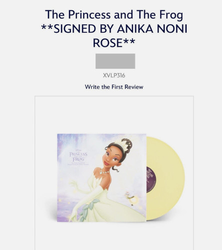 The Princess & The Frog 12" Vinyl Signed by Anika Noni Rose - Never Played