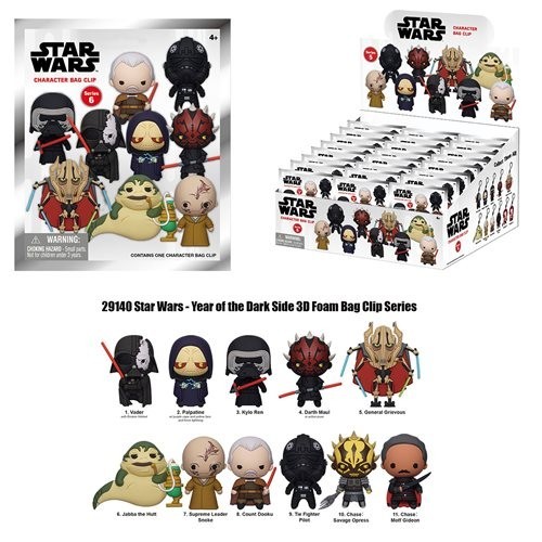 Star Wars Dark Side Series 5 3D Foam Bag Clip Display Case of 24 SEALED BAGS